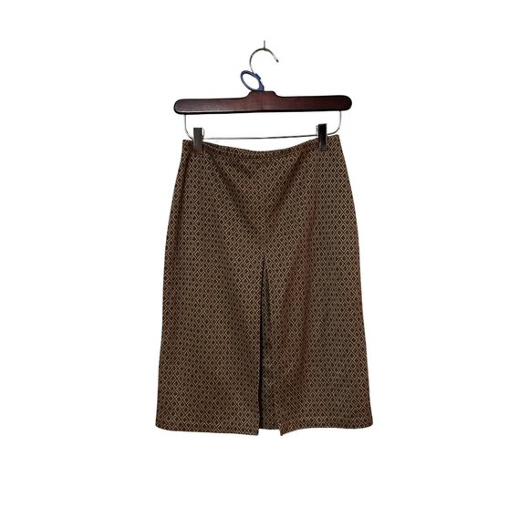 Express Dresses & Skirts - Express XS Brown Diamond Pattern Knee-Length Skirt Retro Metallic Accents office